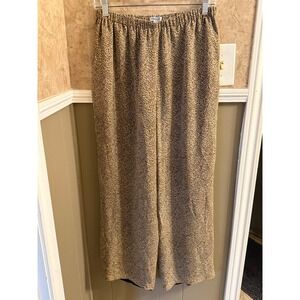 Silks by I.S.C.‎ Animal Print Silk Pants Elastic Waist Wide Leg Size M Women's
